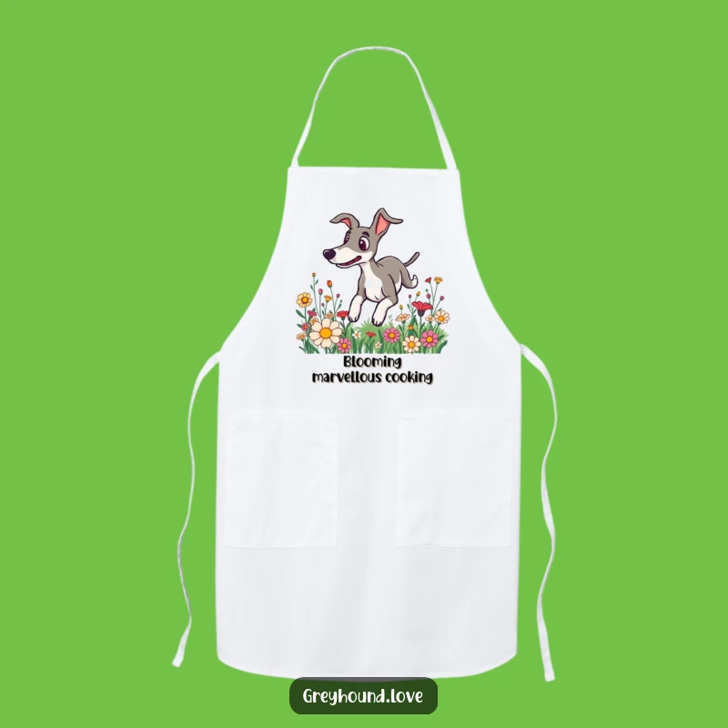 Funny Surprised Greyhound Flower Apron - Cook with Whimsical Surprise
