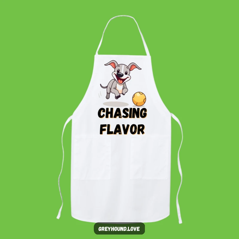 Funny Greyhound Ball Chase Apron - Kitchen Fun & Hilarious Style!
