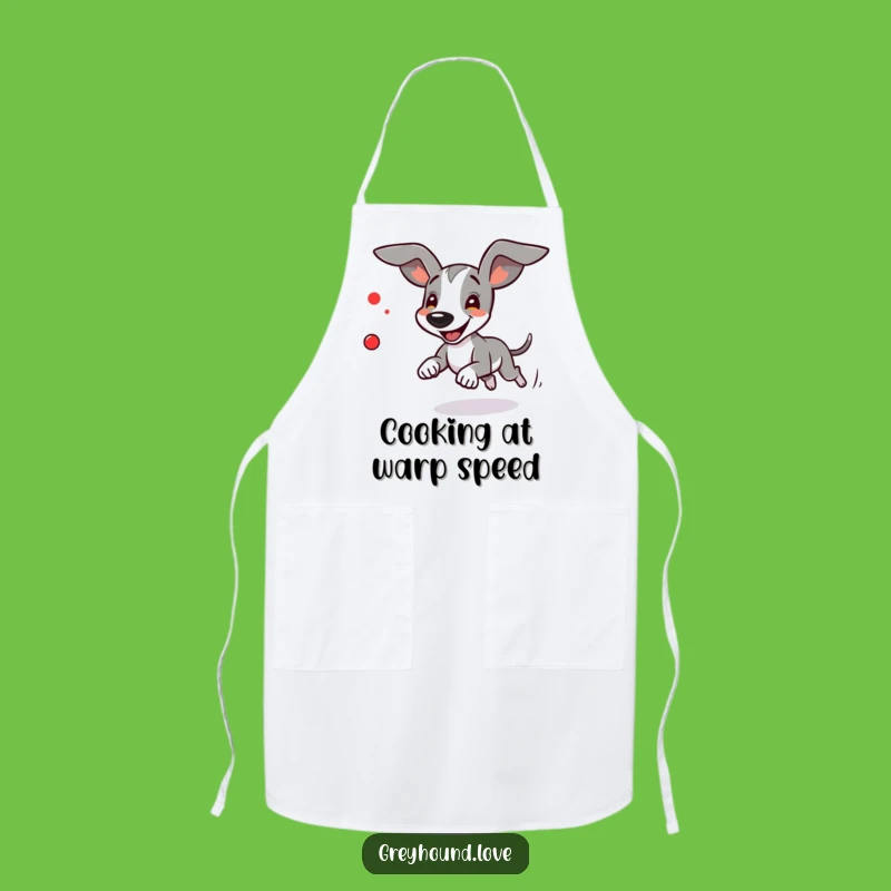 Funny Greyhound Chasing Dot Apron - Hilarious Kitchen Wear for Playful Cooks
