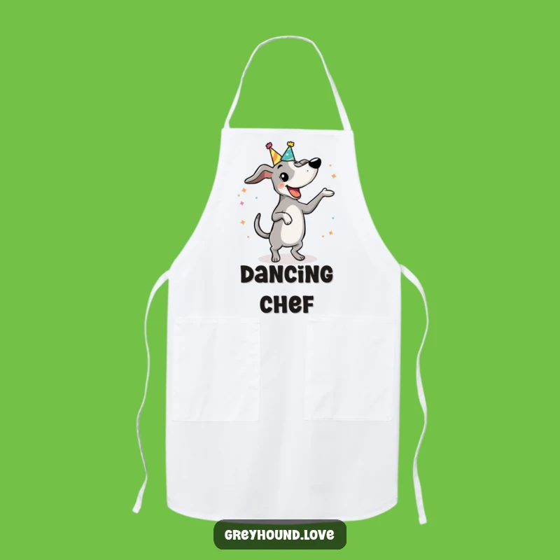 Funny Dancing Greyhound Apron: Chef's Party Mode, A Festive Funny Gift!