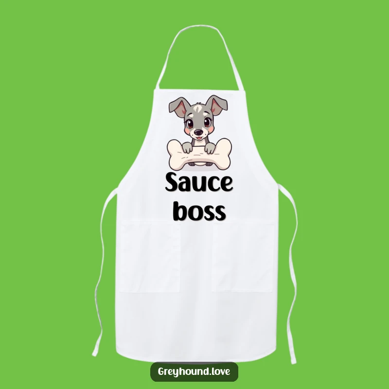 Funny Greyhound Behind Bone Apron: Cook with a Smile!