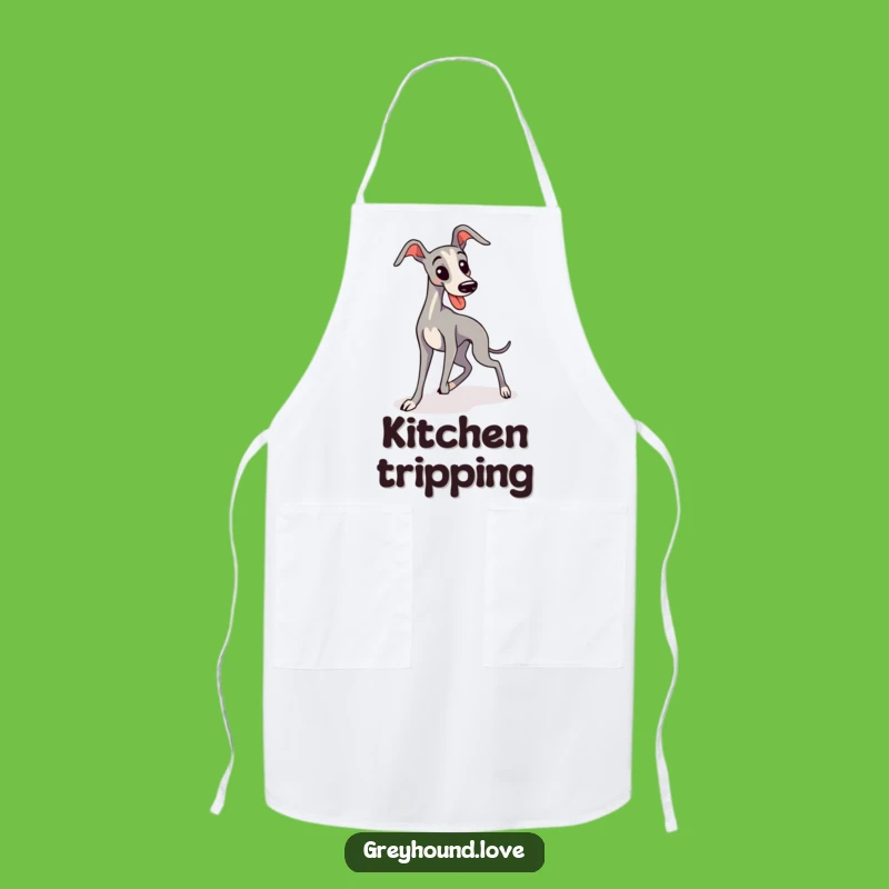 Funny Greyhound Tripping Kawaii Apron: Hilarious Kitchen Companion