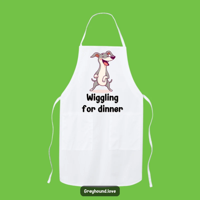 Funny Greyhound Wiggle Apron - Chef's Joyful Wiggles Kitchen Gift!