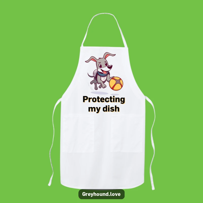 Funny Knight Greyhound Apron: Chef Armor Dog, Chasing Ball, Kitchen Gift