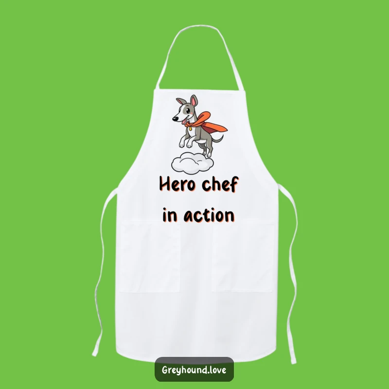 Funny Superhero Greyhound Leaping Apron - Cook Up Laughs Like a Hero