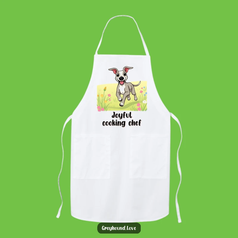 Funny Happy Greyhound Running Apron: Kitchen Fun for Joyful Cooks