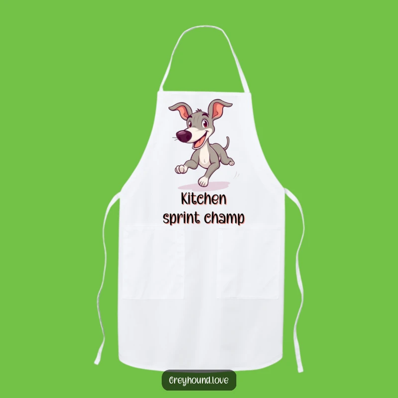 Funny Greyhound Apron: Goofy Zoom Design, Hilarious Kitchen Gift
