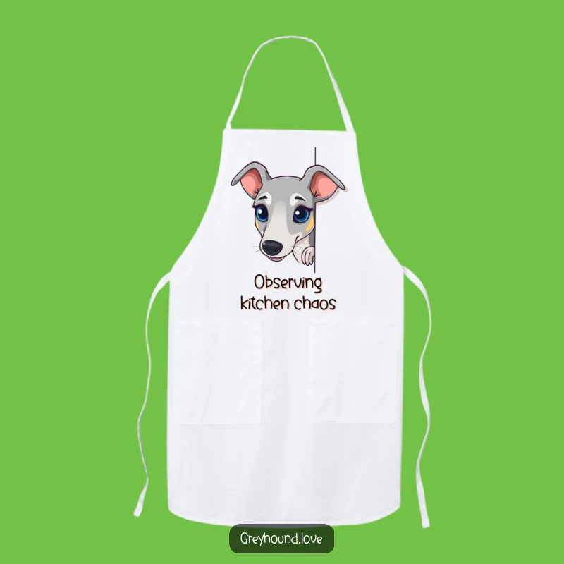 Funny Curious Greyhound Apron: Sighthound Kitchen Intrigue for Culinary Fun