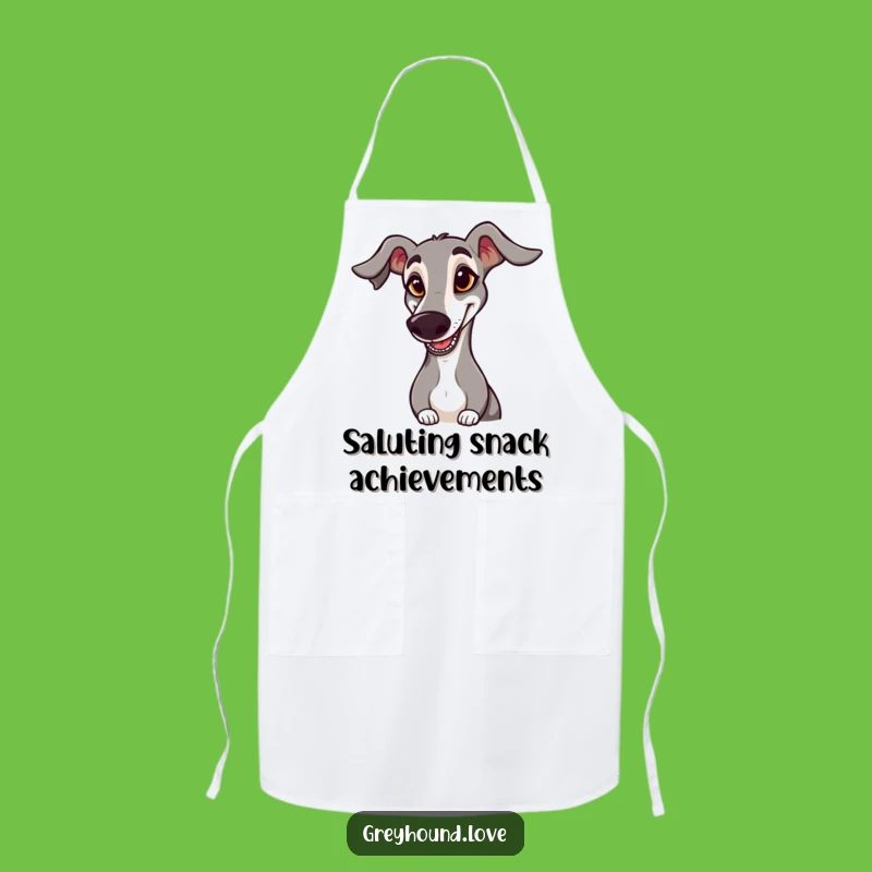 Funny Greyhound Apron: Goofy Saluting Chef's Hilarious Kitchen Accessory!