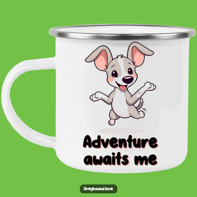 Funny Greyhound Ears Camping Mug: Joyful Dog Adventure, Oversized Ears, Outdoor Gift