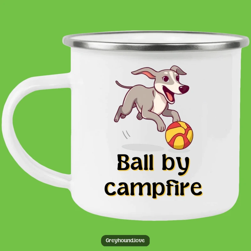Funny Greyhound Camping Mug: Chase Dreams on Outdoor Adventures