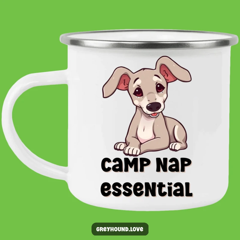 Funny Greyhound Flop Camping Mug - Adventure Ready Dog Humor