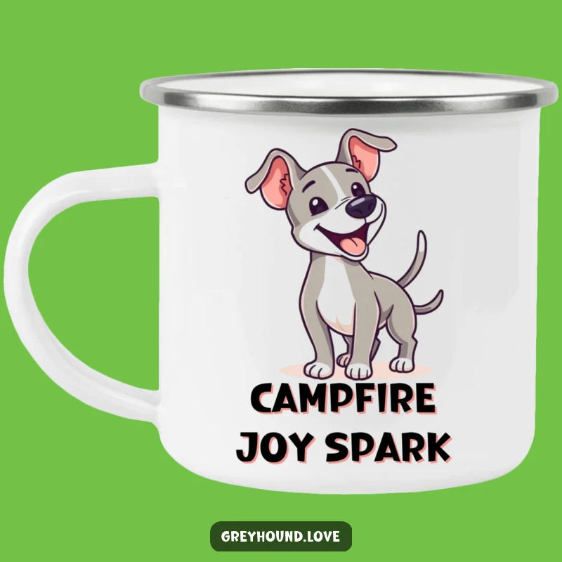Durable Greyhound Wag Camping Mug: Enjoy Your Brew with Happy Canine Company
