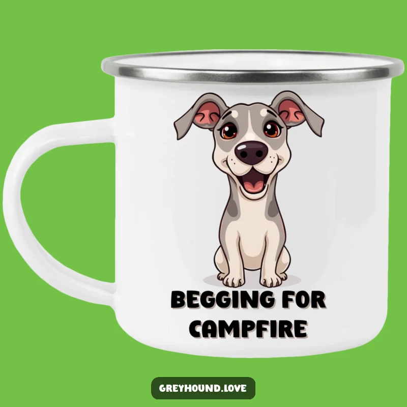 Funny Greyhound Begging Camping Mug - Drinkware with Pleading Eyes Gift!