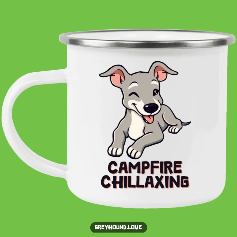 Funny Greyhound Camper Mug - Relaxed Stretch Outdoor Dog Gift