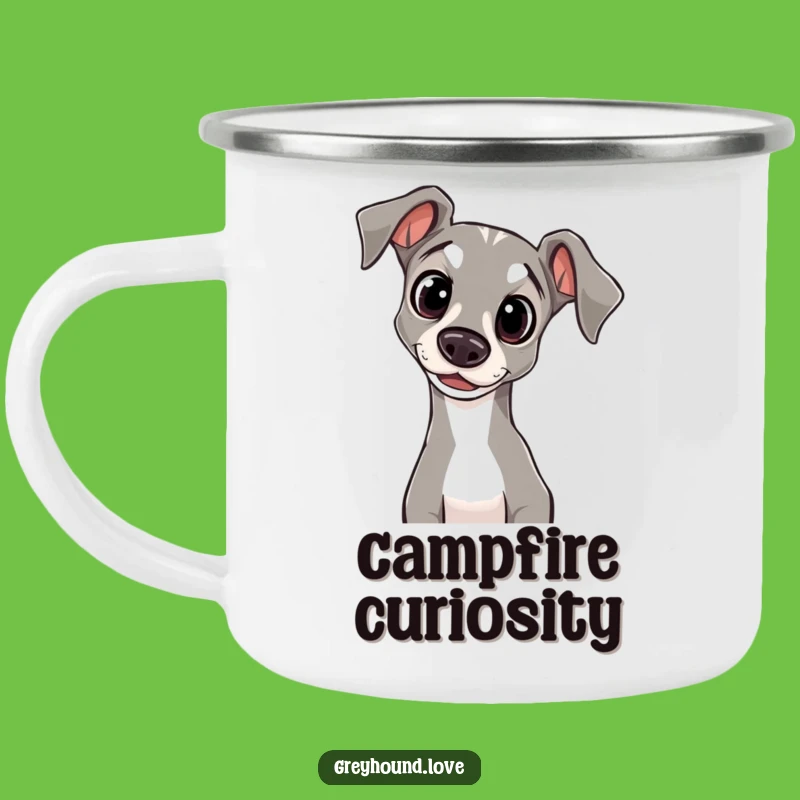 Funny Greyhound Camping Mug: Curious Sips on Outdoor Adventures