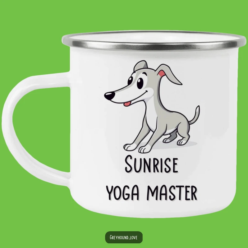 Funny Greyhound Camping Mug: Elegant Dog Mug for Relaxed Adventures
