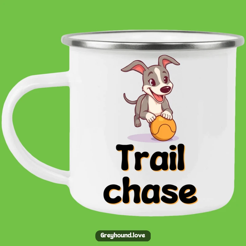 Funny Greyhound Chasing Ball Camping Mug: Fuel Your Adventures!