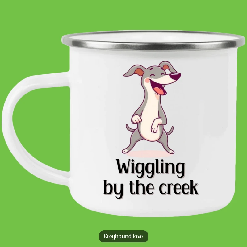 Funny Greyhound Wiggle Camping Mug - Outdoor Joyful Wiggles Drinkware Gift!