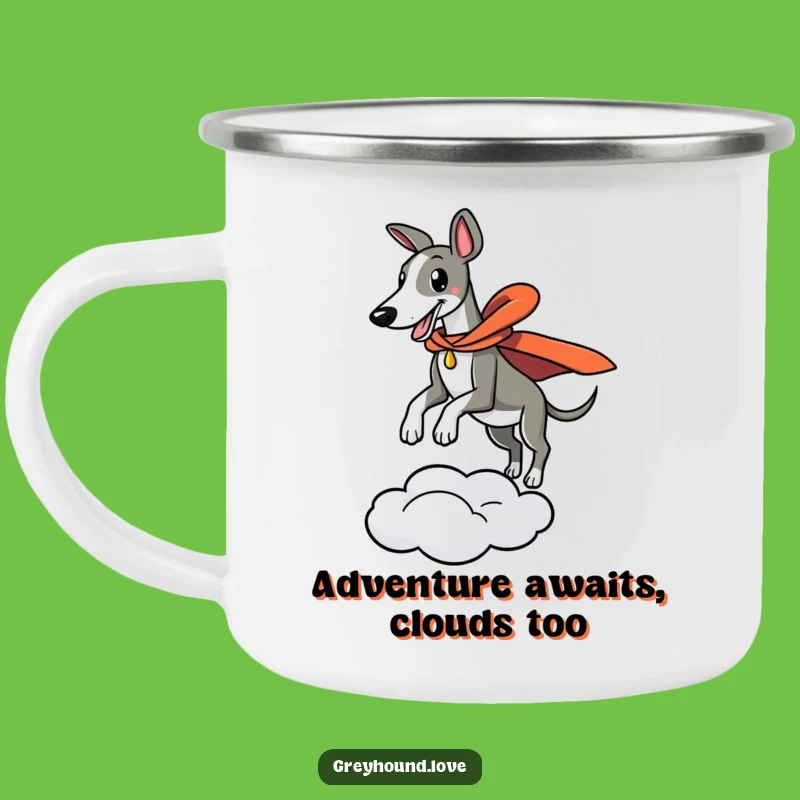 Funny Superhero Greyhound Leaping Camping Mug - Adventure & Heroism Outdoors