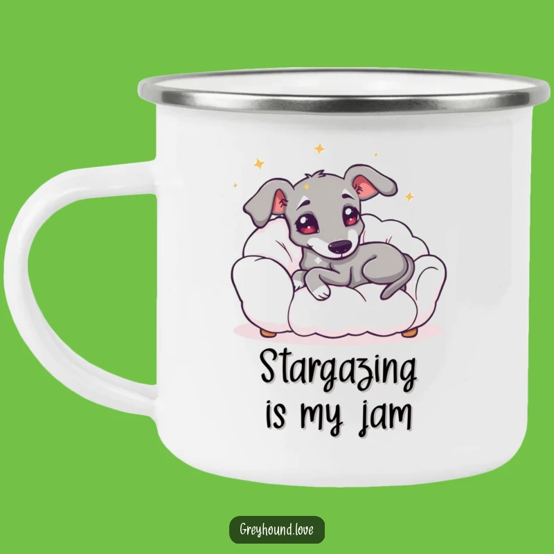 Funny Starry Greyhound Cloud Camping Mug - Relaxation & Dreams Outdoors