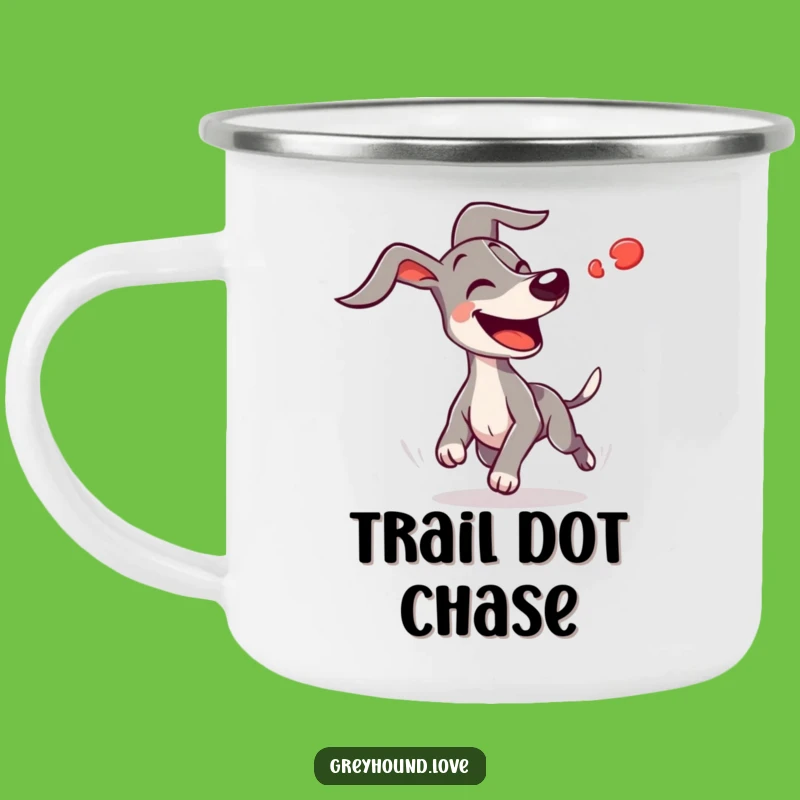 Funny Greyhound Chasing Red Dot Camping Mug: Hilarious Dog Adventure