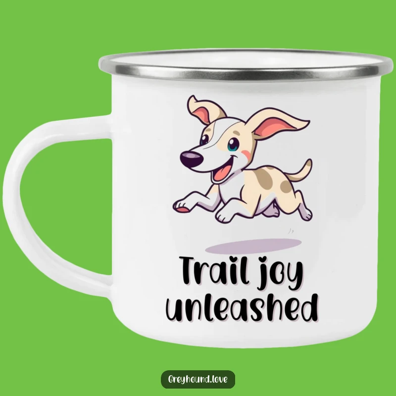 Funny Greyhound Dash Camping Mug - Adventure with Speed and Smiles