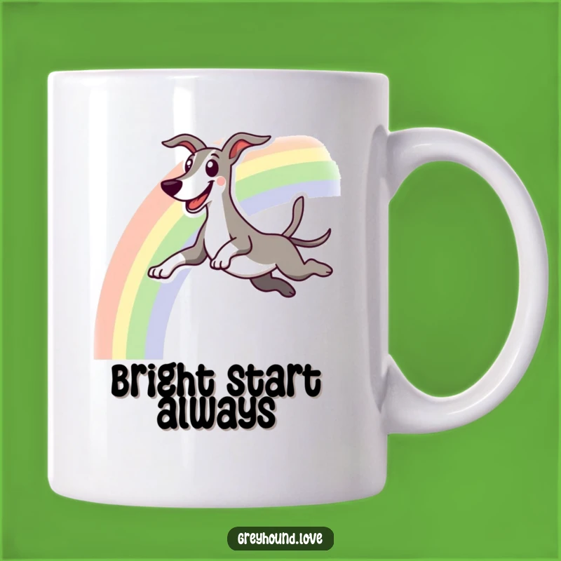 Funny Greyhound Rainbow Leap Mug: Joyful Runner, Perfect Humorous Gift