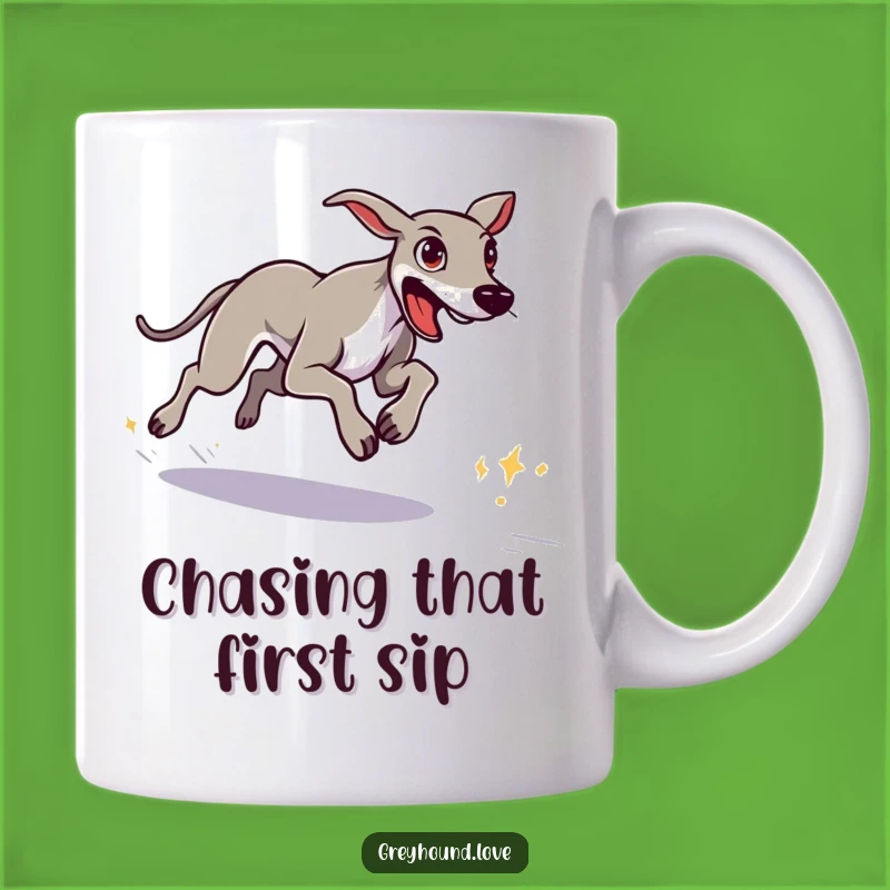 Funny Determined Greyhound Mug - Sprints to Goal, Perfect Gift!