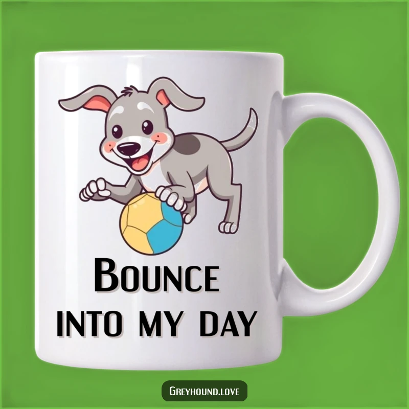 Funny Catching Greyhound Mug: Playful Paws & Ball Fun, The Perfect Funny Gift!