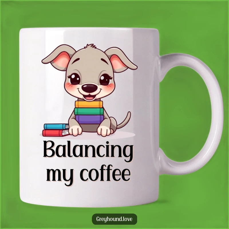 Funny Greyhound Book Balance Mug - Hilarious Gift for Smart & Silly Dog Lovers