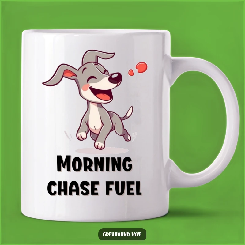 Funny Greyhound Chasing Red Dot Mug: Hilarious Dog Lover Gift