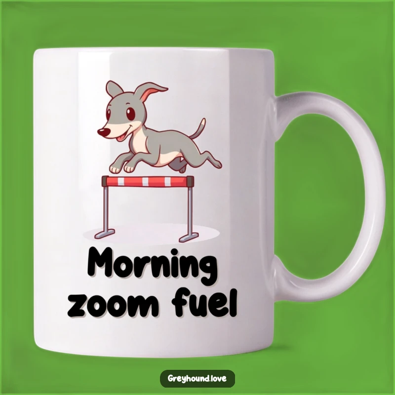 Funny Greyhound Leaping Mug - Playful Hurdler and Hilarious Gift for Dog Lovers