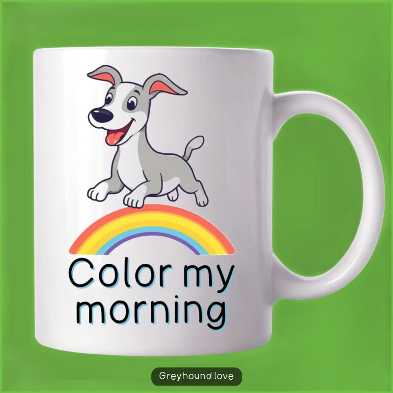 Funny Greyhound Rainbow Leap Mug - Joyful & Hilarious Pet Gift!