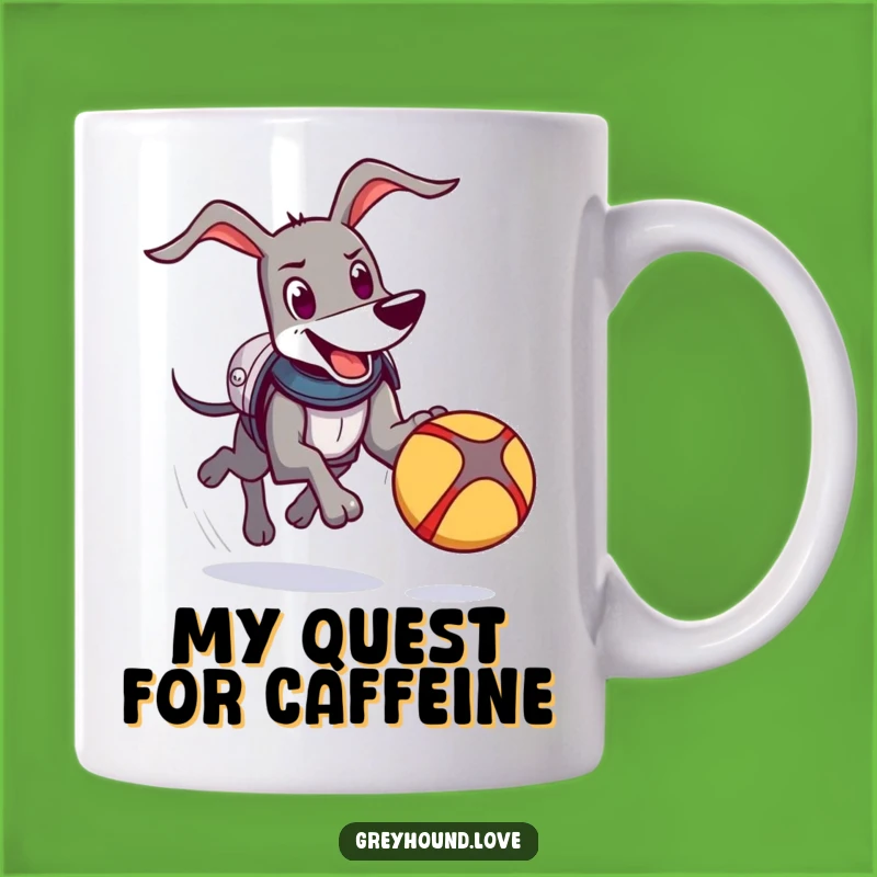 Funny Knight Greyhound Mug: Comical Armor Dog, Chasing Ball, Perfect Gift