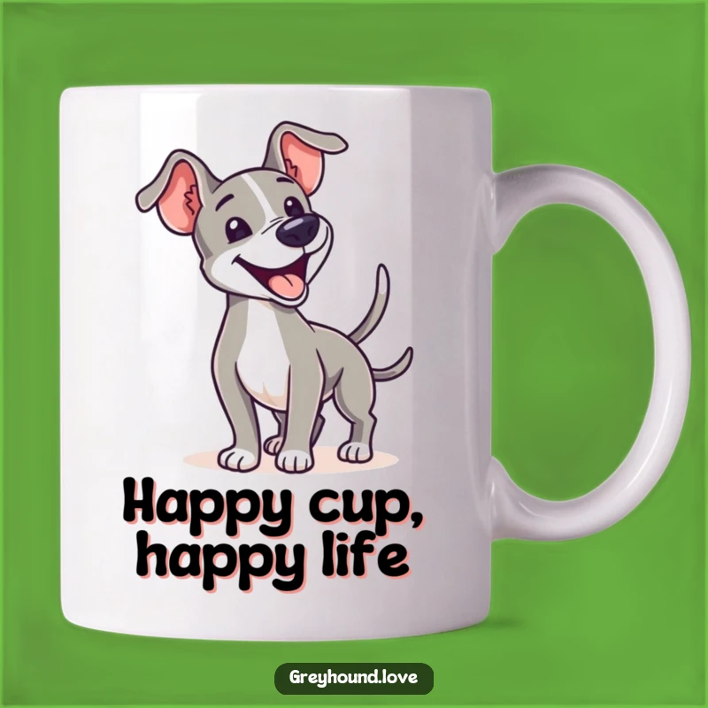 Happy Greyhound Wagging Mug: Spread Joy with Every Sip of this Funny Dog Lover's Cup