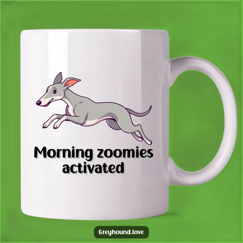 Elegant Greyhound Leap Mug: Admire Graceful Style with this Funny Dog Lover's Coffee Cup