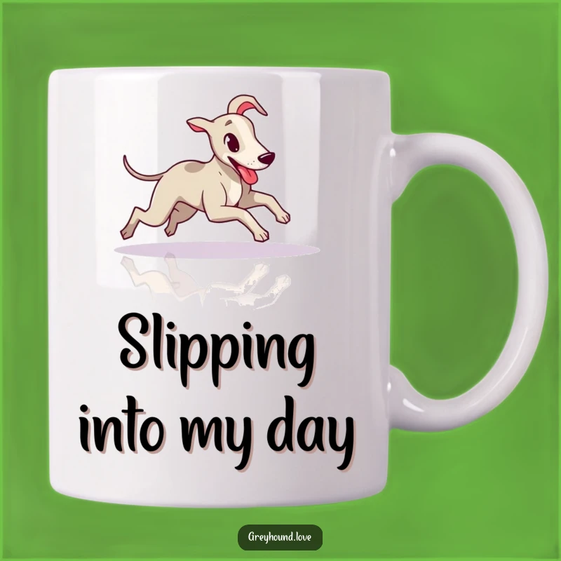 Funny Greyhound Sliding Mug - Hilarious Dog Gift for Lovers of Playful Pups