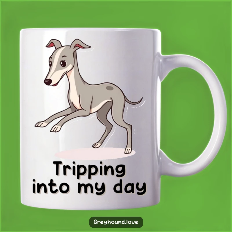 Funny Greyhound Tripping Mug: Adorable Dog Lover Gift for Clumsy Charm