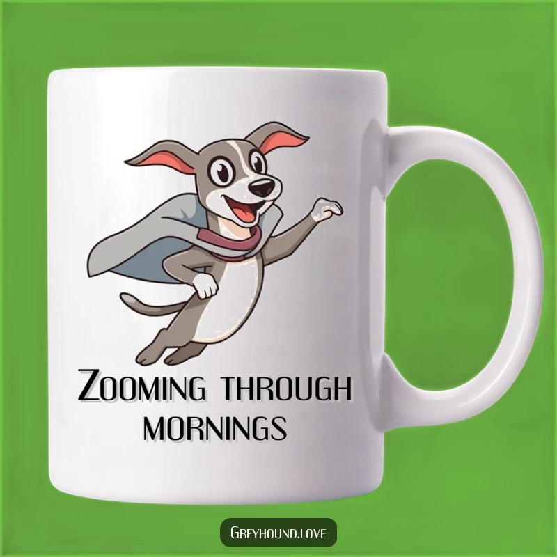 Funny Superhero Greyhound Mug: A Leap of Joyful Canine Heroism, Perfect Gift!