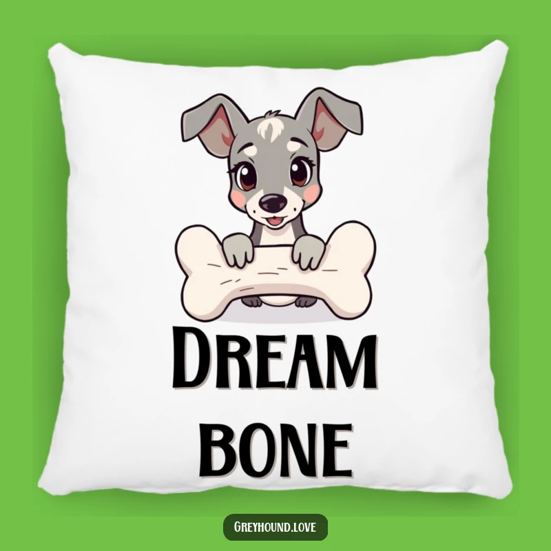 Funny Greyhound Behind Bone Pillow: Cuddle Up with a Surprise!