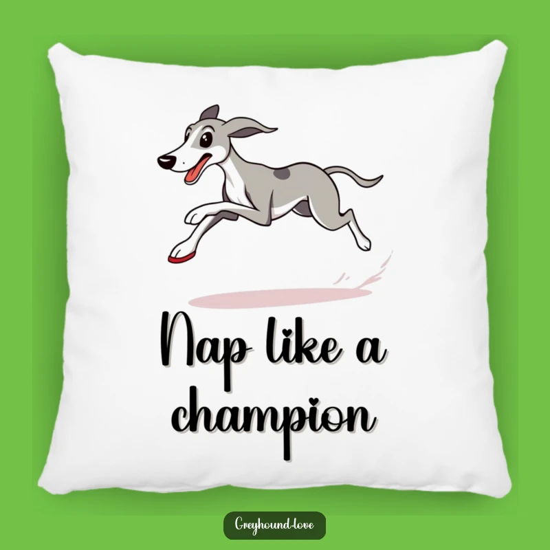 Funny Greyhound Comfort Pillow: Determined Racer Cushion, Perfect Cozy Gift