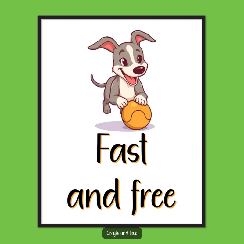 Funny Greyhound Chasing Ball Digital Art: Instant Canine Action!