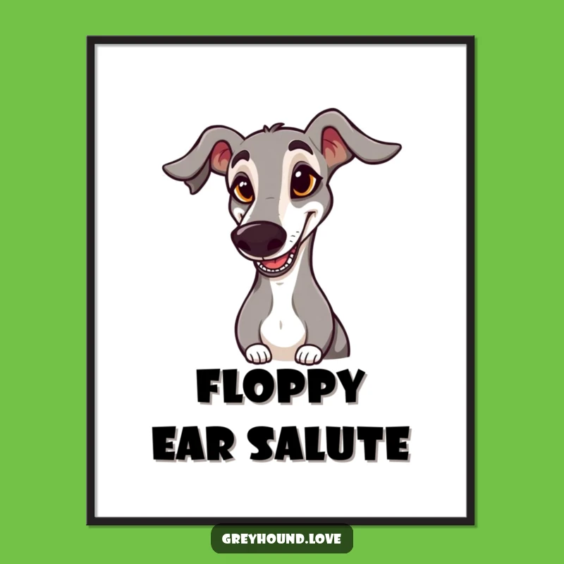 Funny Greyhound Digital Print: Goofy Saluting Dog Art - Instant Laughs!
