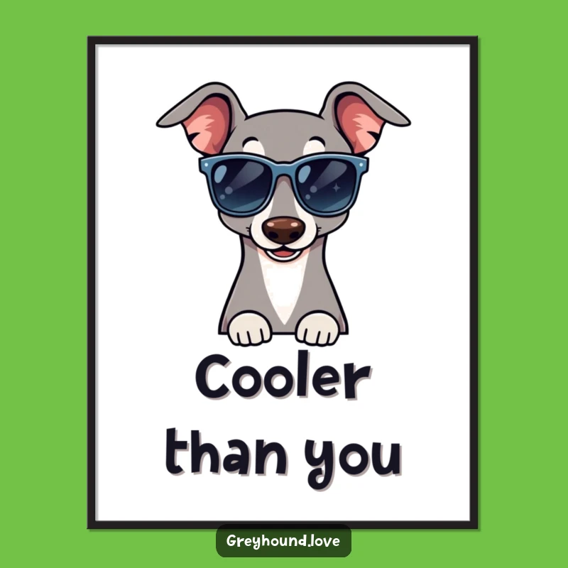 Funny Greyhound Sunglasses Digital Art - Instant Cool Download for Your Walls