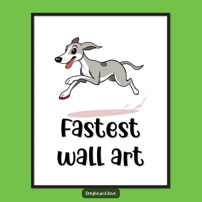 Funny Greyhound Victory Print: Determined Racer Digital Art, Perfect Gift