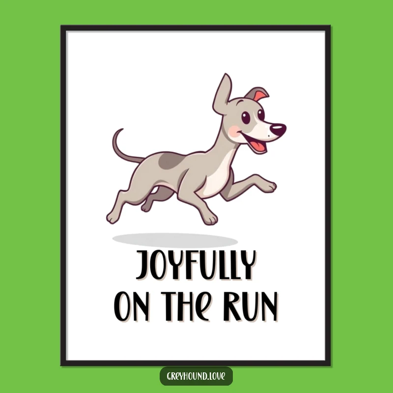 Funny Greyhound Wagging Tail Digital Art - Instant Joyful Download