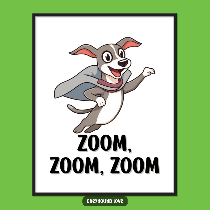 Funny Superhero Greyhound Digital Art: Heroic Vibes for Your Walls, An Inspiring Funny Gift!