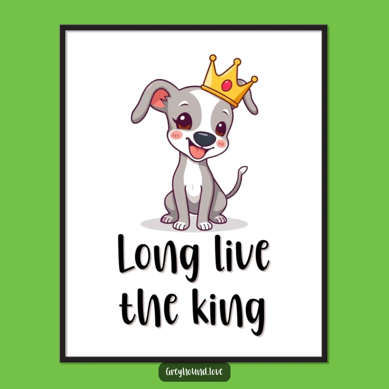 Funny Crowned Greyhound Tail Wag Digital Art - Instant Royal Humor