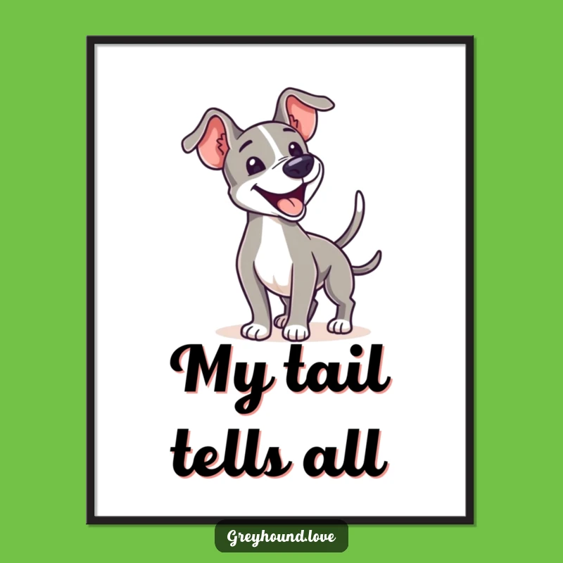 Happy Greyhound Wag Digital Art: Instant Wall Decor Radiating Canine Joy